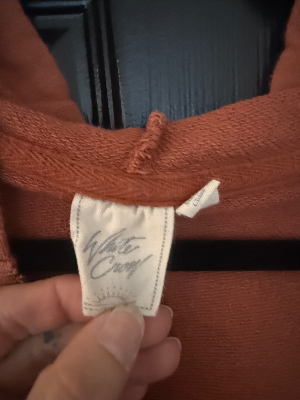 Burnt Orange Hooded Pullover Poncho with Front Pocket - Picture 2 of 5